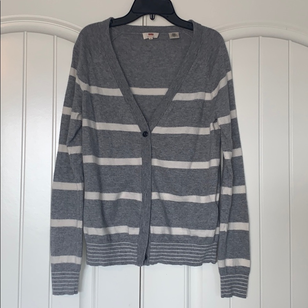 Levi’s Striped V-Neck Button Cardigan Sweater